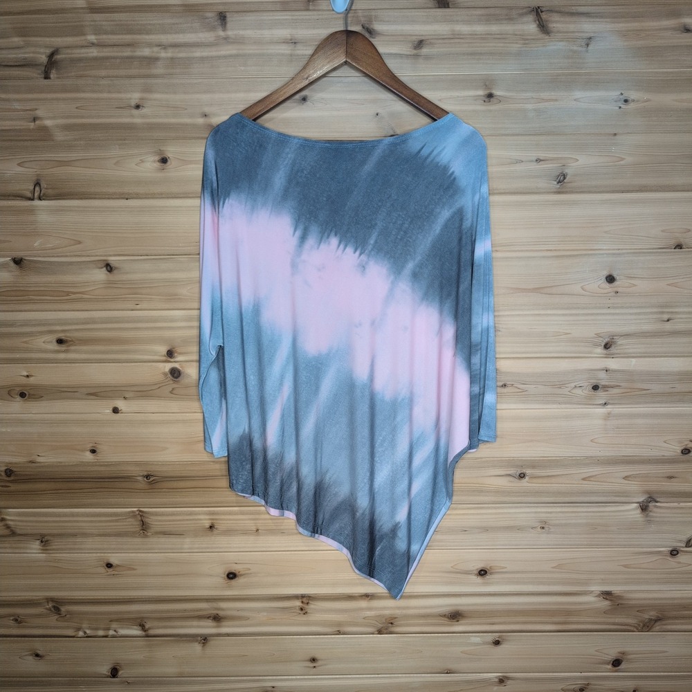 Clara Sunwoo Tie Dye Asymmetrical Tunic Top Pink Grey Blue Large Made in USA - Picture 4 of 9